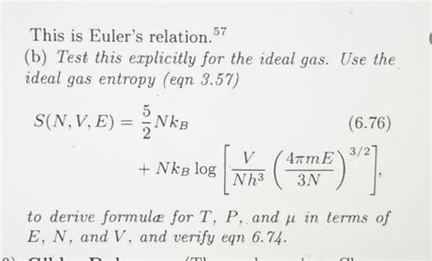 Solved 6.8) Euler. (Thermodynamics, Chemistry) @ (a) Using | Chegg.com