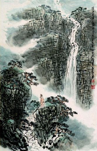 古诗配图望庐山瀑布,美术绘画,其他设计,设计模板,汇图网www.huitu.com