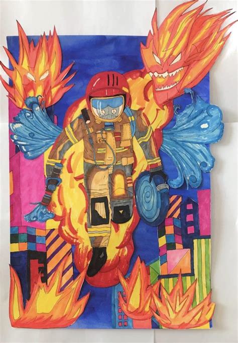 我是小小消防员 首届全国儿童消防绘画大赛优秀作品_大湘网_腾讯网