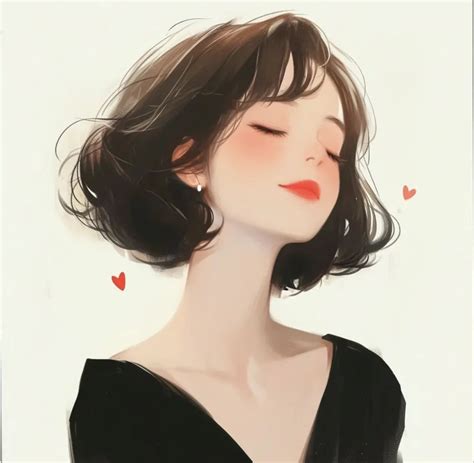 黑衣甜美女生头像图片