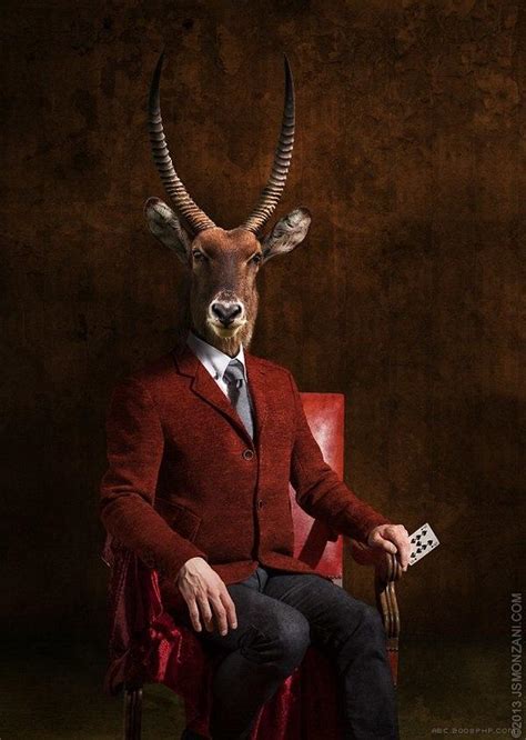 兽面人-剧院戏剧海报设计-利用动物头对人体的概念联通-欧莱凯设计网