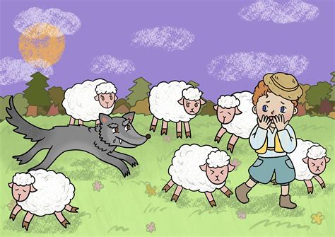 伊索寓言之狼和小羊插画图片下载-正版图片402442125-摄图网