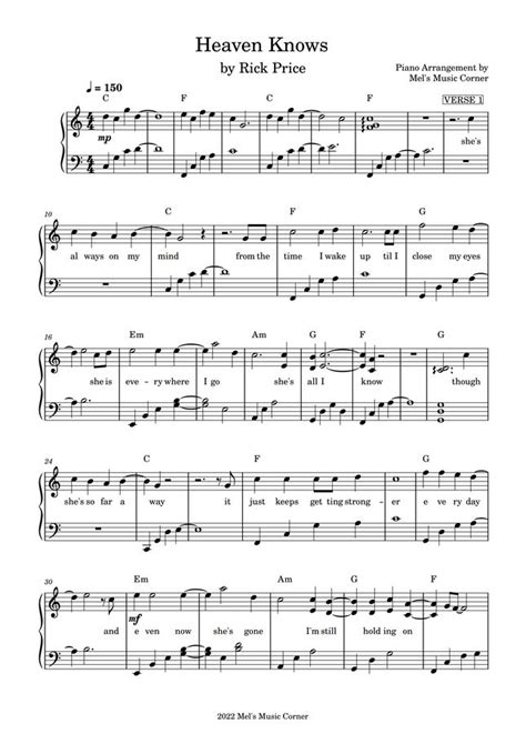 Heaven Knows (Piano, Vocal & Guitar) - Print Sheet Music Now
