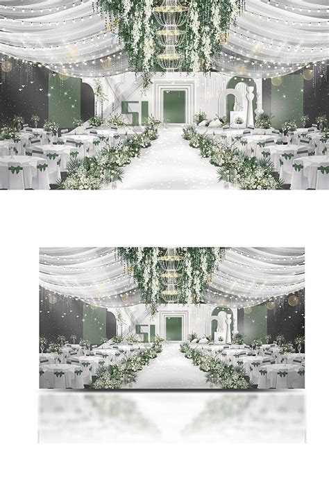 原创白绿色韩式简约婚礼效果图浪漫清新模板下载-编号3505134-众图网