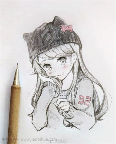 单纯少女素描画图片免费下载_红动中国