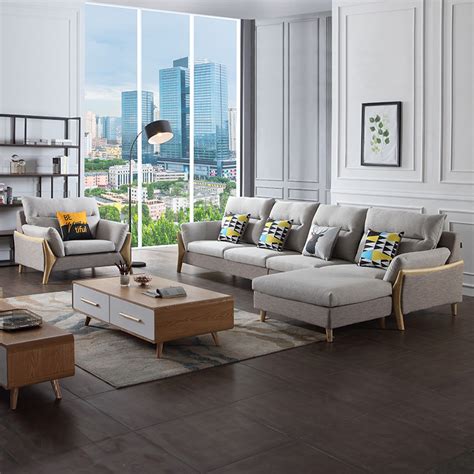 卫诗理新中式实木沙发整装现代简约布艺沙发1+2+3组合客厅家具H9-美间设计
