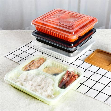 大容量长方形透明四格饭盒带盖一次性餐盒餐具加厚外卖打包盒批发-阿里巴巴