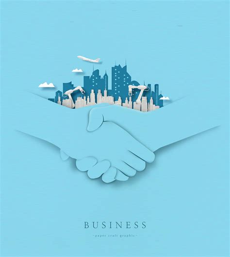 简约蓝风格商业合作共赢握手主题海报psd素材 – 设计小咖