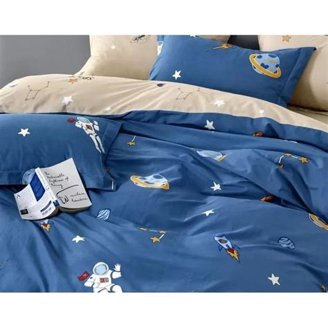 Neil Astronaut Rocketship 100% Cotton Reversible Comforter Set - Bed ...