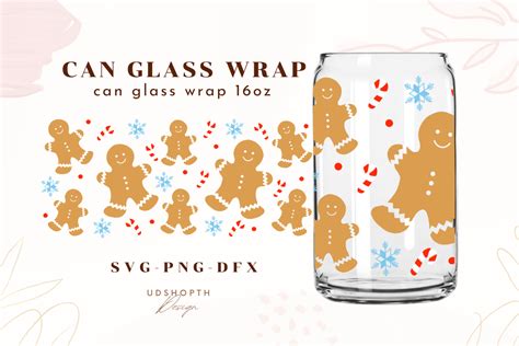 Gingerbread Can Glass Libbey Wrap Svg Graphic by UDShopTHDesign ...