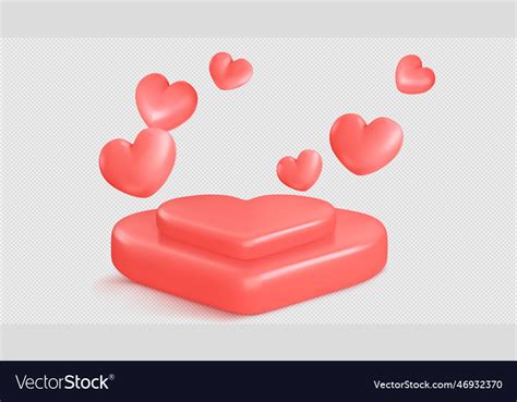 3d valentine red heart podium plastic platform Vector Image