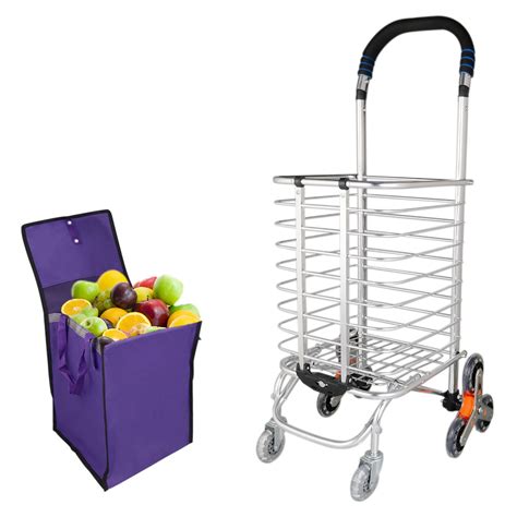 Topbuy Folding Shopping Cart Utility Trolley Grocery Cart with Wheels ...