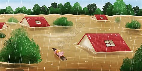 卡通洪水淹没城市救援场景素材免费下载 - 觅知网