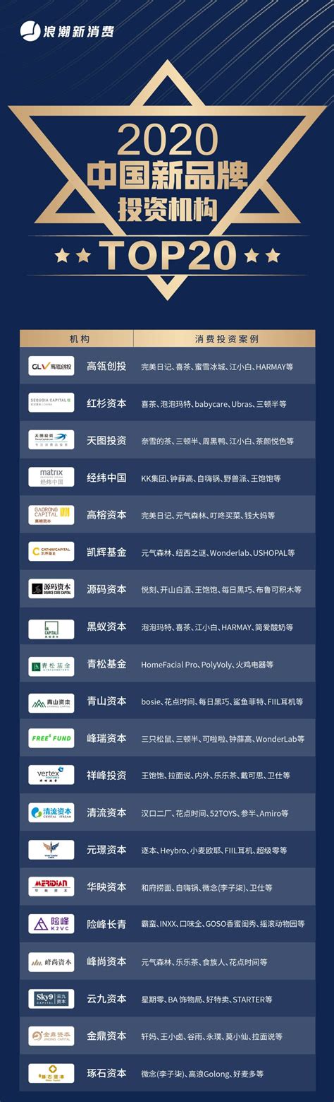 浪潮新消费：新浪潮的幕后英雄，2020中国新品牌投资机构TOP 20榜单_联商专栏