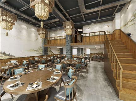 小型中式餐厅装修设计效果图_岚禾中餐厅设计