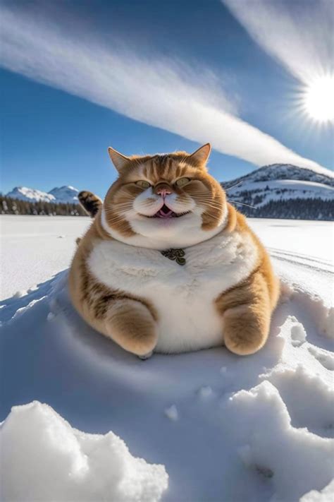 雪地里的大胖猫 - 手机壁纸图片，壁纸图片