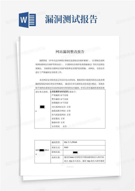 网站漏洞整改报告Word模板下载_编号lpgnoaog_熊猫办公