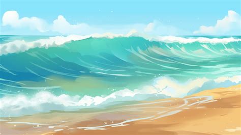 蓝色的海面上翻起一圈白色的海浪自然风景素材设计