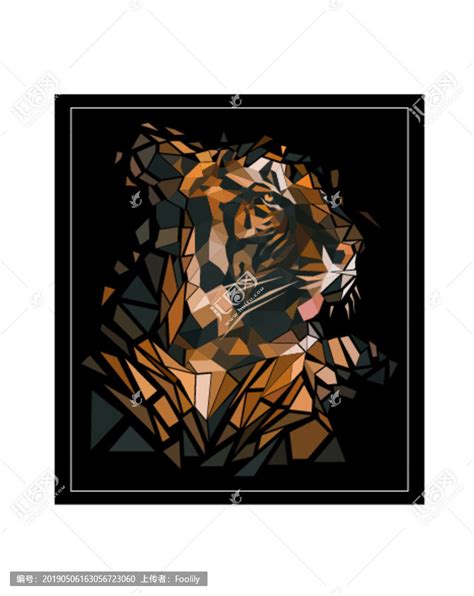 抽象色块拼接老虎图案,动物素材,设计素材,设计,汇图网www.huitu.com