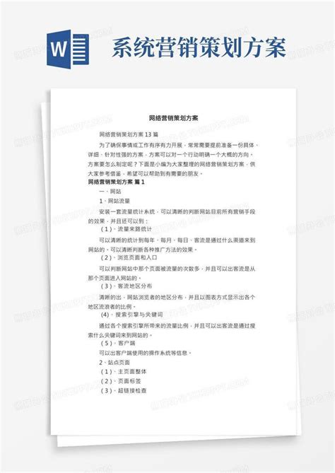 网络营销策划方案13篇Word模板下载_熊猫办公