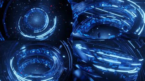 C4D建模三维科幻空间视觉动感循环炫酷霓虹灯光通道蓝光效科技感图形3D资源下载-C4D库
