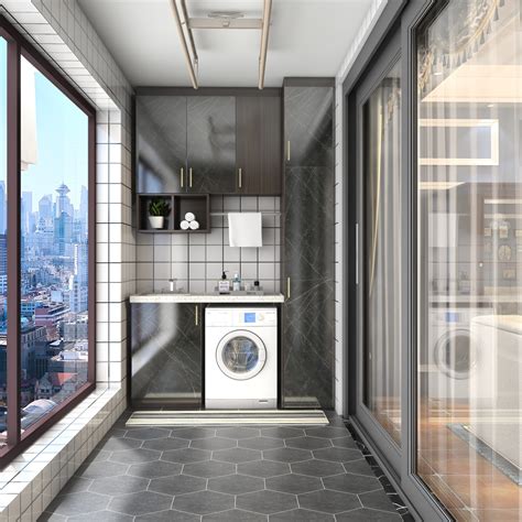 现代阳台 多功能洗衣机柜 容量满满 - 斑马设计设计效果图 - 每平每屋·设计家
