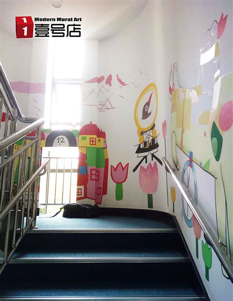 静安区威海路幼儿园楼道抽象画_上海手绘墙一号店-站酷ZCOOL