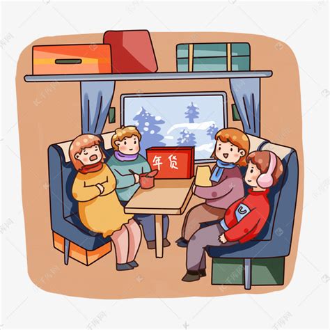 春运春节新年过年回家赶火车插画图片-千库网