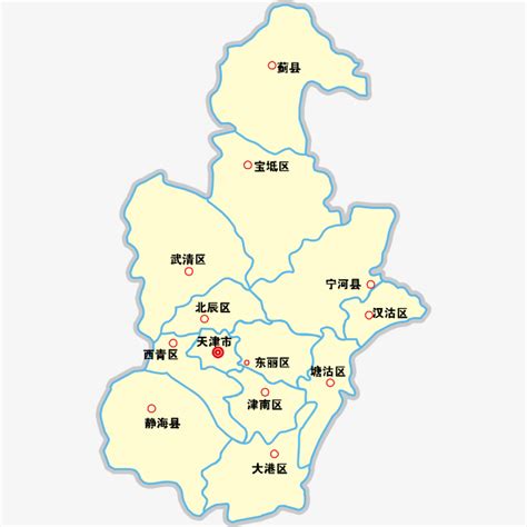 天津市分区标准地图 - 天津市地图 - 地理教师网