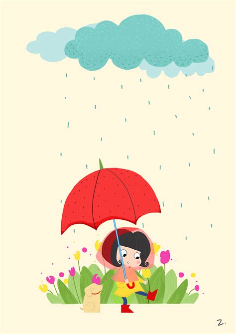 《插画系列》——雨天漫步|插画|儿童插画|Carry_zch - 原创作品 - 站酷 (ZCOOL)
