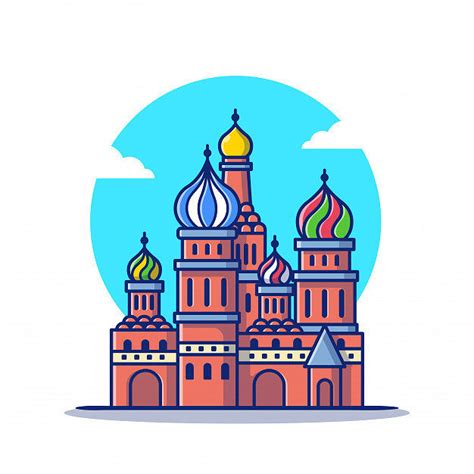 圣瓦西里大教堂，俄罗斯景点瓦西里升天教堂，卡通矢量图插画矢量图素材