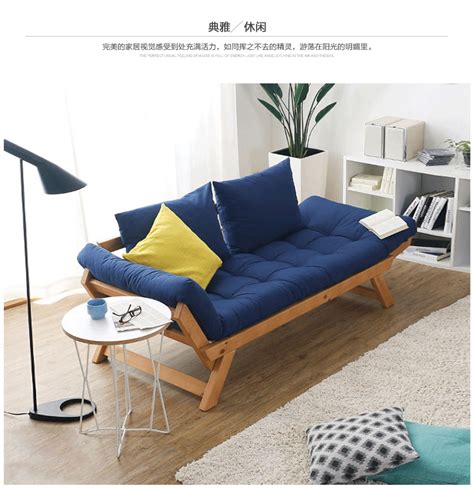 客厅沙发双人简易小户型榉木沙发床实木三人可折叠沙发床多功能-阿里巴巴