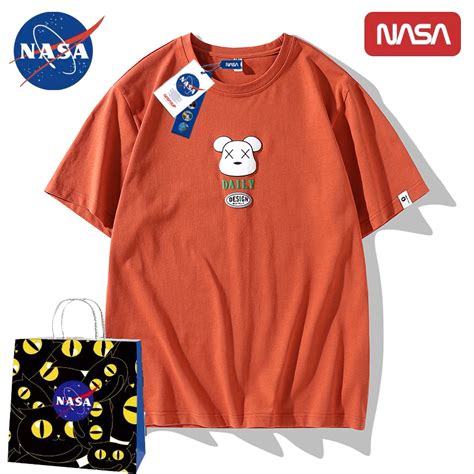 克莱因蓝小熊联名NASA短袖T恤王一博同款oversize情侣装男女纯棉