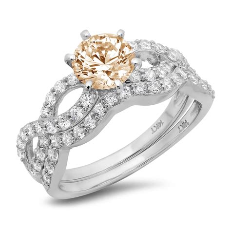 Clara Pucci 14K White Gold Round Cut 1Ct Natural Morganite Engagement ...