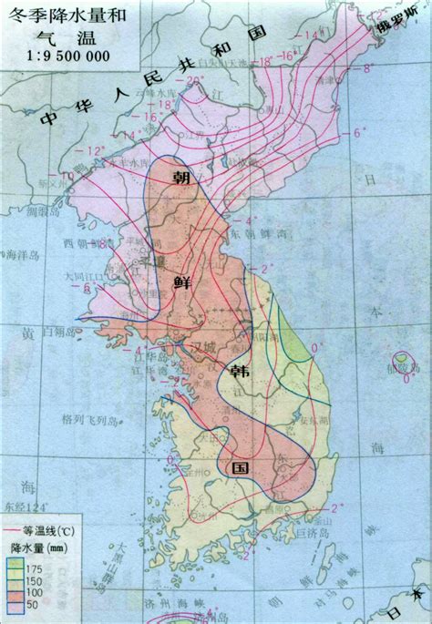 朝鲜韩国冬季降水量 - 朝鲜地图 - 地理教师网