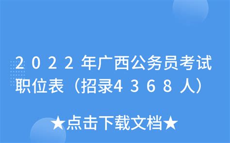 2022年广西公务员考试职位表（招录4368人）
