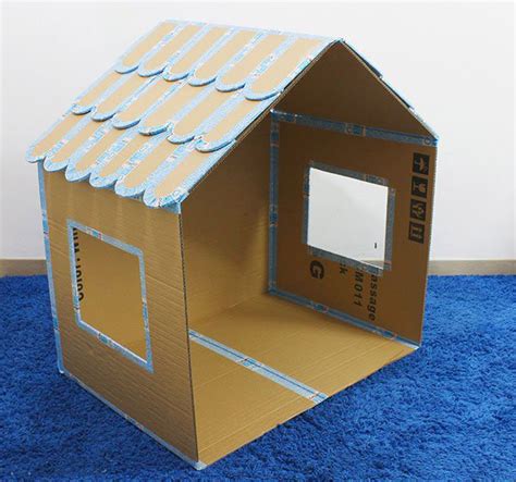 幼儿园儿童新年手工DIY节纸盒小屋 创意粘贴冬天雪屋纸板房子-阿里巴巴