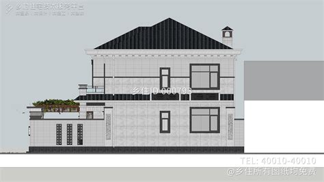 北京平谷张家二层新中式别墅自建房设计图纸-免费图库-乡住