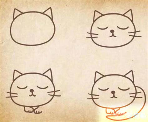 猫怎么画 猫简笔画简单易画彩色 - 水彩迷