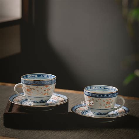 景德镇陶瓷青花玲珑茶盅茶具套装三头马饭杯盖碗三才盖碗-阿里巴巴