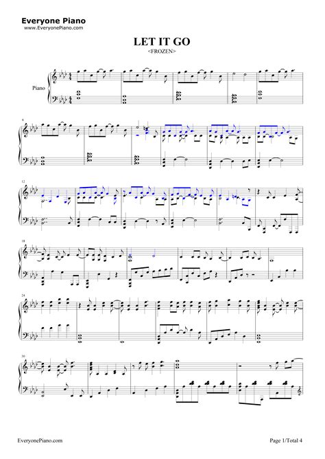 Let It Go-更接近原版-冰雪奇缘主题曲五线谱预览6-钢琴谱文件（五线谱、双手简谱、数字谱、Midi、PDF）免费下载