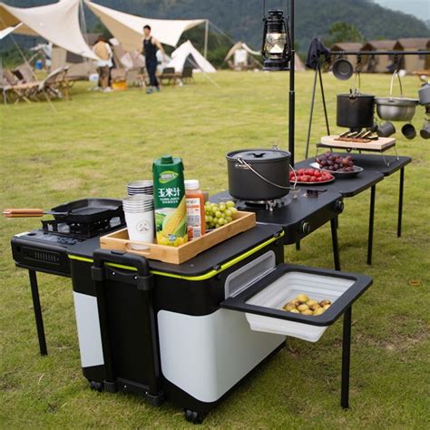 新品移动厨房 户外露营便携集成灶台 野营自驾游车载装备移动厨箱-阿里巴巴