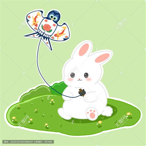 兔子放风筝插画,动物素材,设计素材,设计模板,汇图网www.huitu.com