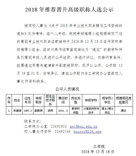 2018年推荐晋升高级职称人选公示(二）-华侨大学工学院