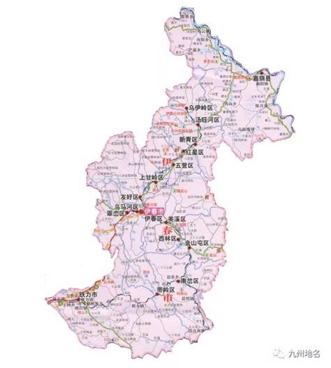 伊春市行政区划地图：伊春市辖4个市辖区、5个县，代管1个县级市分别是哪些？