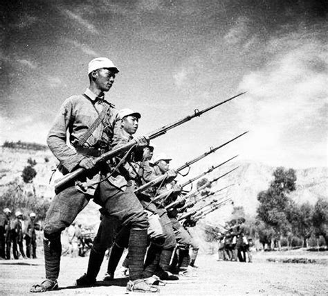 八路军野战政治部主任罗瑞卿(右2)等视察关家垴战场-中国抗日战争-图片