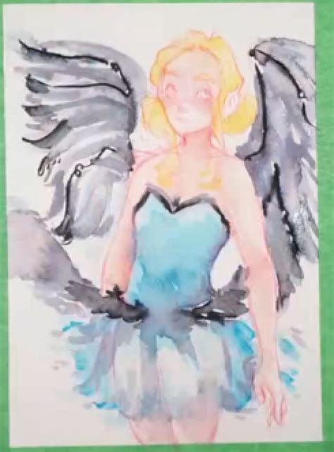 带翅膀的天使女孩水彩手绘视频教程[ 图片/4P ] - 才艺君