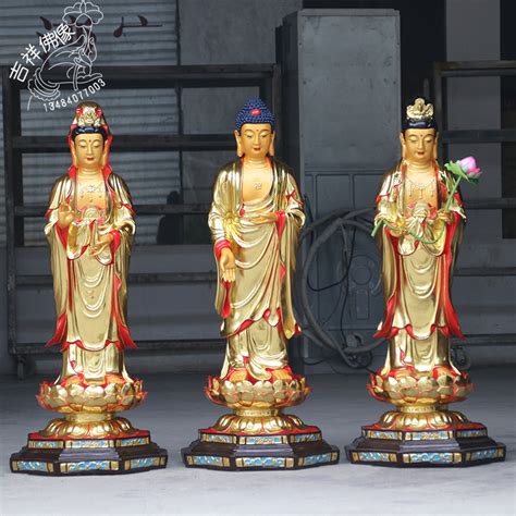 现货供应玻璃钢树脂佛像厂家供应佛堂寺庙供奉贴金西方三圣佛像-阿里巴巴