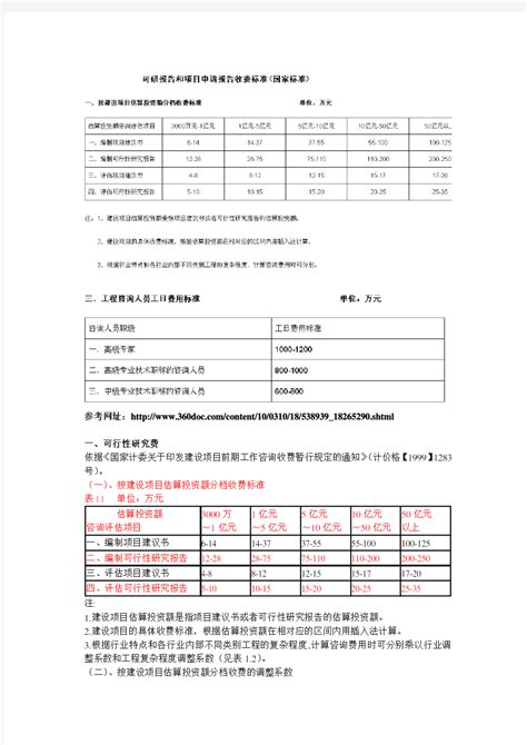 可研费用【国家标准】 - 文档之家