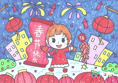 喜庆新年绘画,新年儿童画年画_大山谷图库